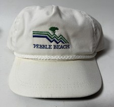Vintage Pebble Beach Golf Hat White Adjustable Strap Imperial Headwear