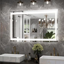 Easly 26x38 Inch LED Bathroom Mirror with Lights for Wall - Backlit + Front Lit