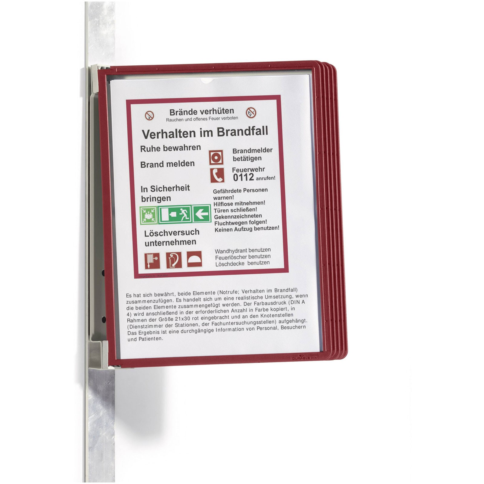 Durable Vario Display Board Red A4 Non-Reflective Easy to Mount