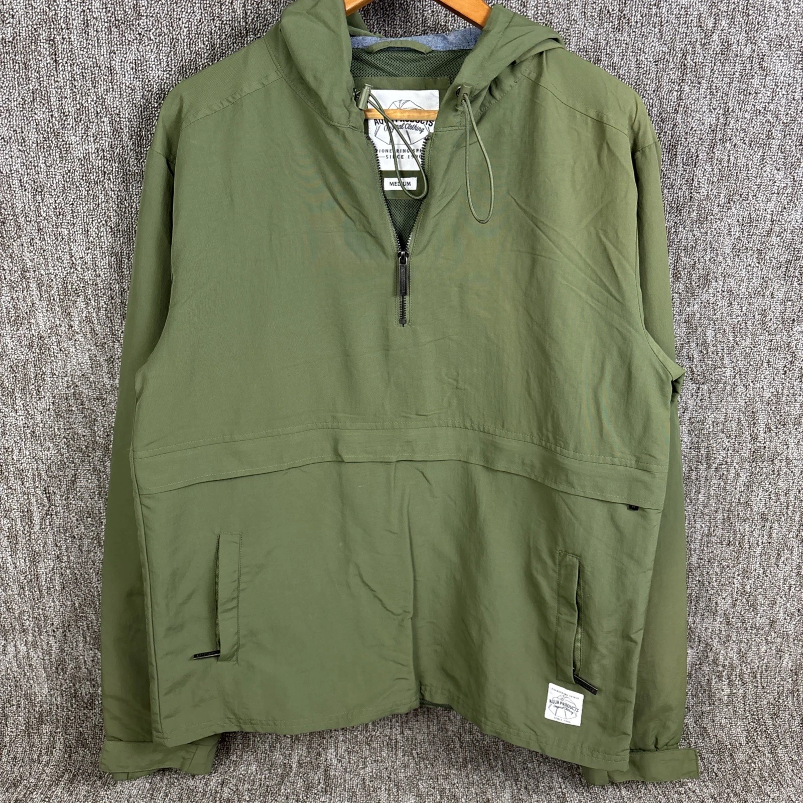 Aqua Products Half Zip Khaki Jacket Pioneering Spirit Fishing Angling Size M