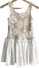 Pippa  Julie Youth Girl's Party Formal Dress Gold Cream White Tutu Skirt Sz 8