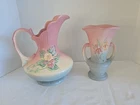 VINTAGE Set of 2 Hull Art Wildflower Pitcher & Vase Yellow Pink Blue Made in USA