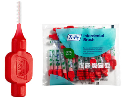 TePe Interdental Brush Original   Soft Dental Brush, 25 Pack, 0.5 mm, Size 2 Red