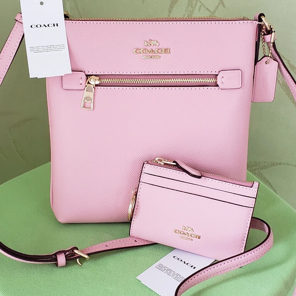 COACH MINI ROWAN FILE BAG w/wout MINI SKINNY ID:NWT POWDER PINK