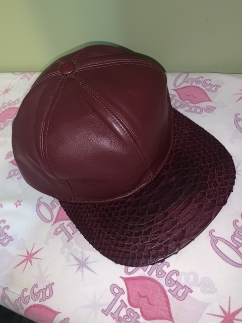 burgundy leather hat