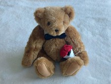 Vermont Teddy Bear Plush 15in w/ Removable Bow Tie and Bouquet Handmade in VT 