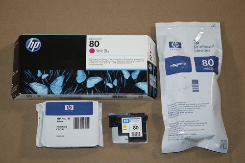 4 Open Genuine HP80 Design Jet 1000 , MMYY Ink Cartridges C4823A, C4822A - 第 1/6 張圖片