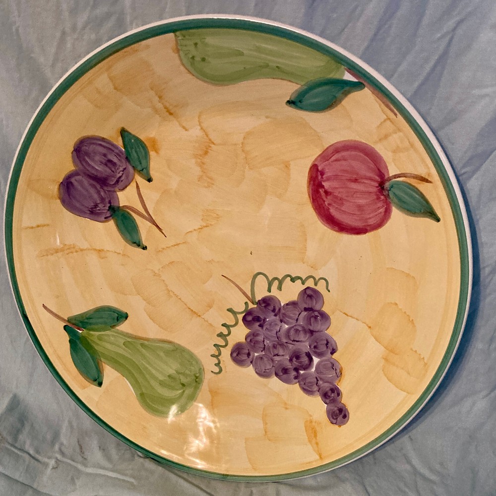 CALECA 16-inch Serving Platter,/Chop-plate, Frutta Pattern, Hand-painted Italy