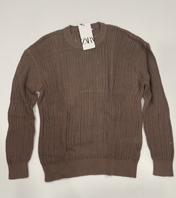 Zara Mens Crocheted Structured Sweater Medium 3284 / 405