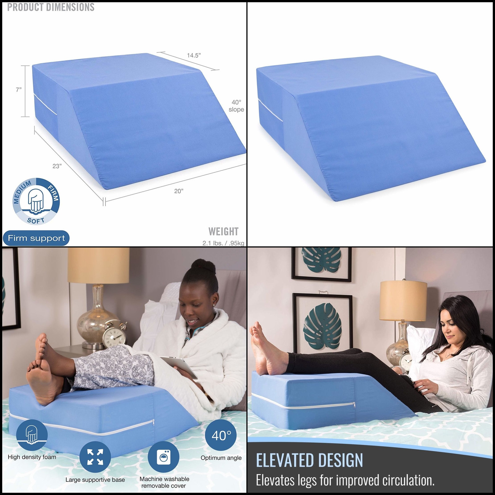 Foam Memory Pillow Wedge for Leg Back Pain Relief and Better Sleep  