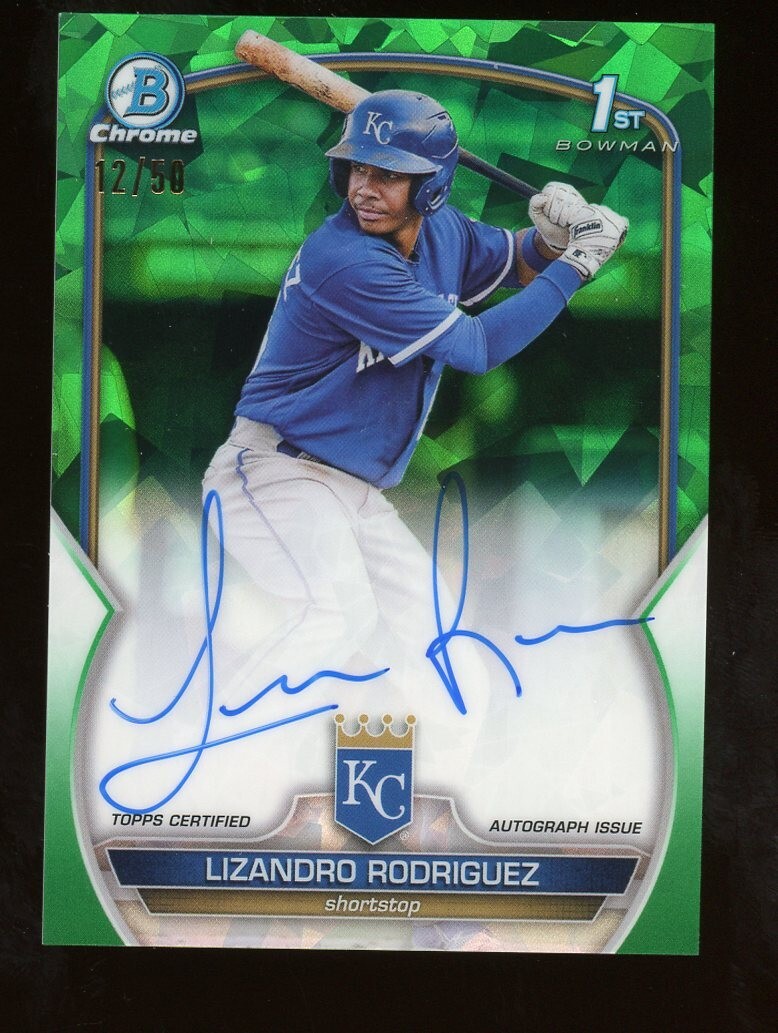 2023 Bowman chrome sapphire Lizandro Rodriguez 1st Auto green refractor 12/50
