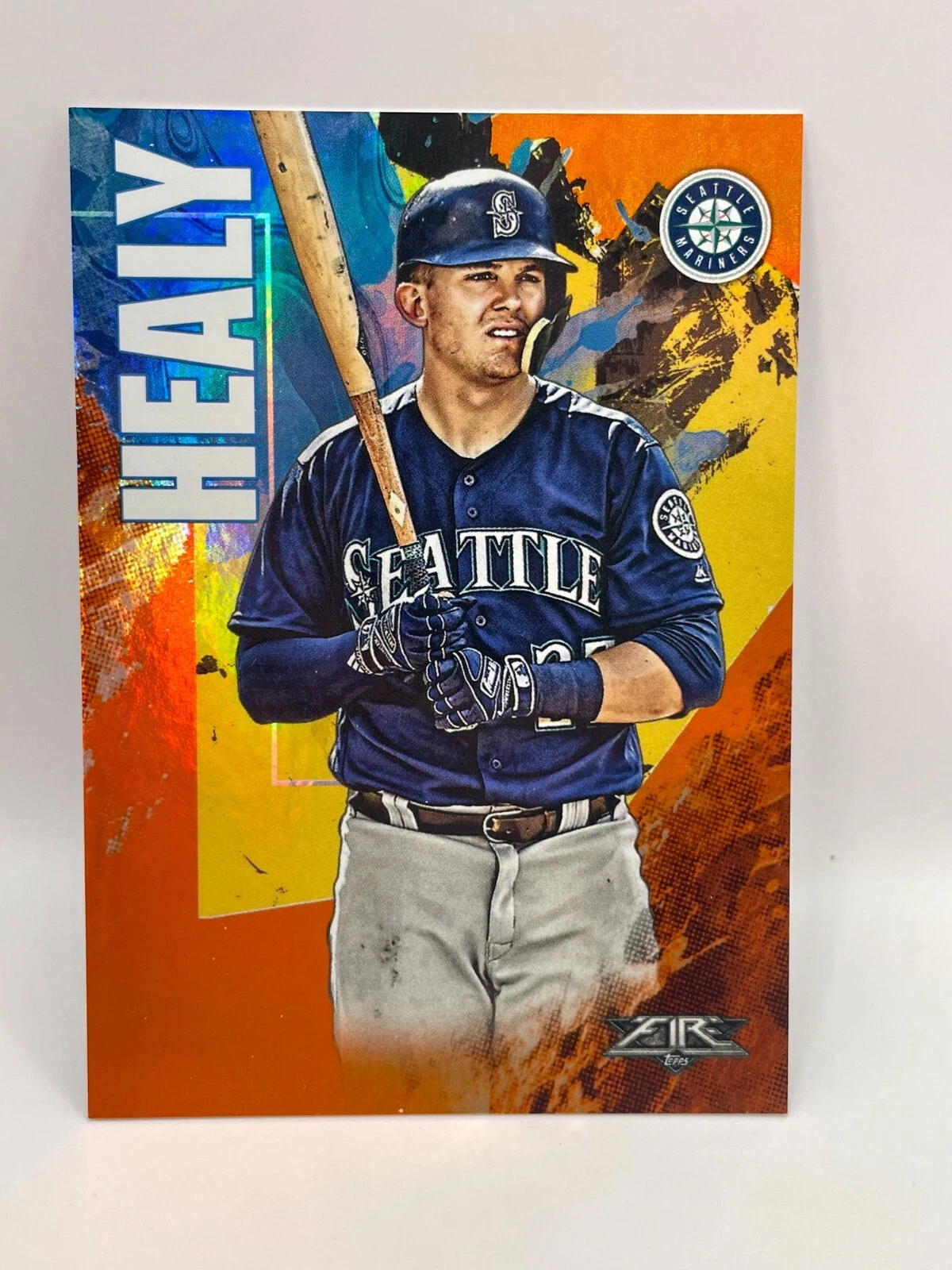 Ryon Healy 2019 Topps Fire #185 Orange #027/299 JERSEY NUMBER - Seattle Mariners