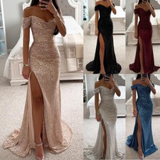 New Party Sequin One Neck Slit Dress Fashionable Dress for Women Off Shoulder