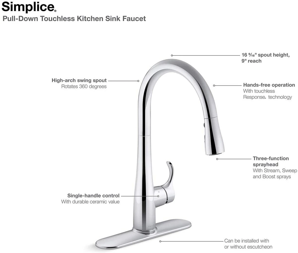 Kohler simplice on sale pulldown kitchen faucet