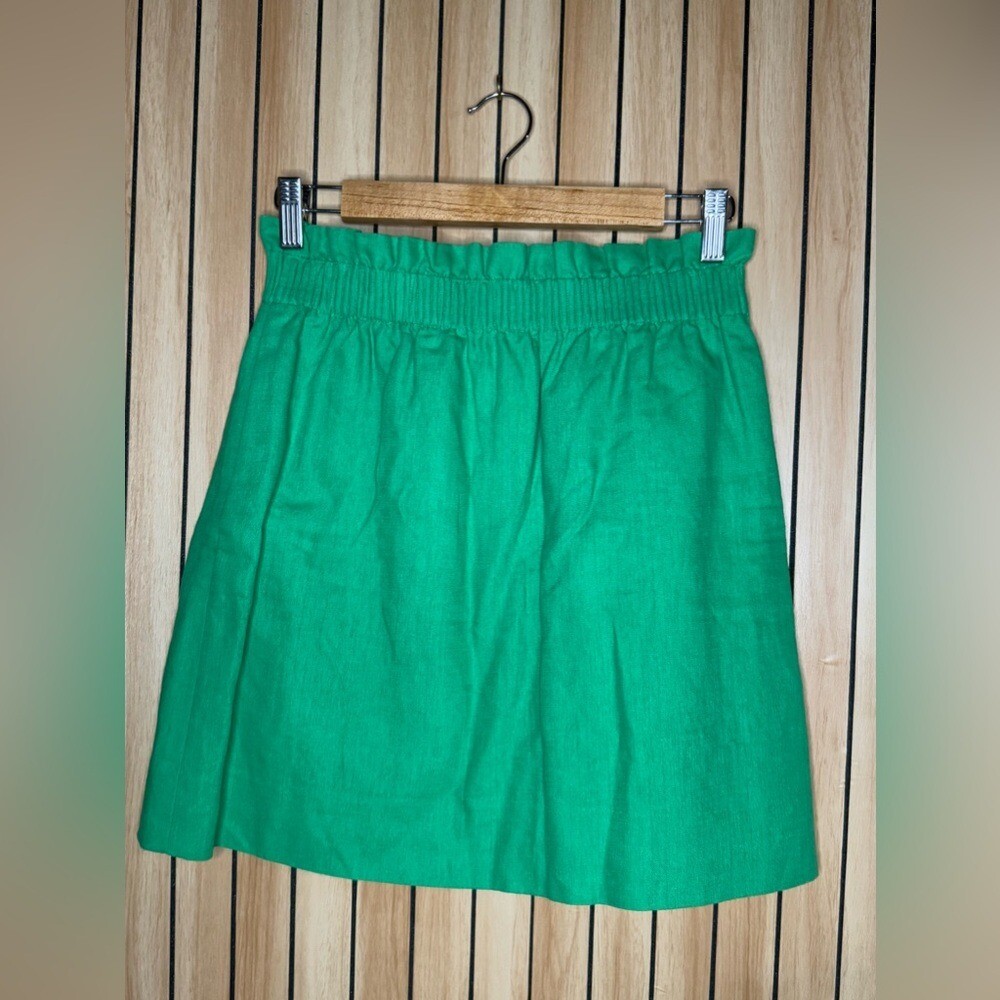 J.Crew Green Linen Blend Mini w/ Pockets 2