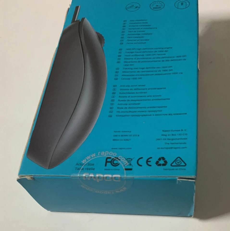 🔰 Rapoo N200 Wired USB Optical Mouse Black -1600DPI 🆕 - Image 4 of 4