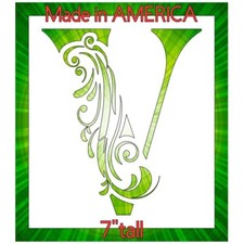 7"x8" Clear Plastic Stencil - Floral V Alphabet Letter (SCA84)*****