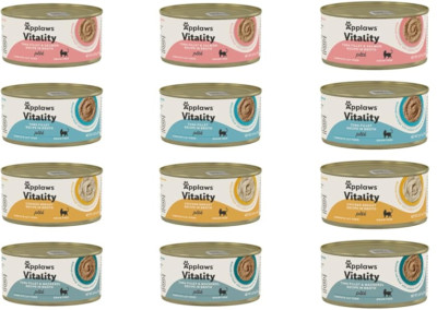 Applaws Vitality Shredded Wet Cat Food Pate in Broth (12 Cans, 2.47 Oz Each)