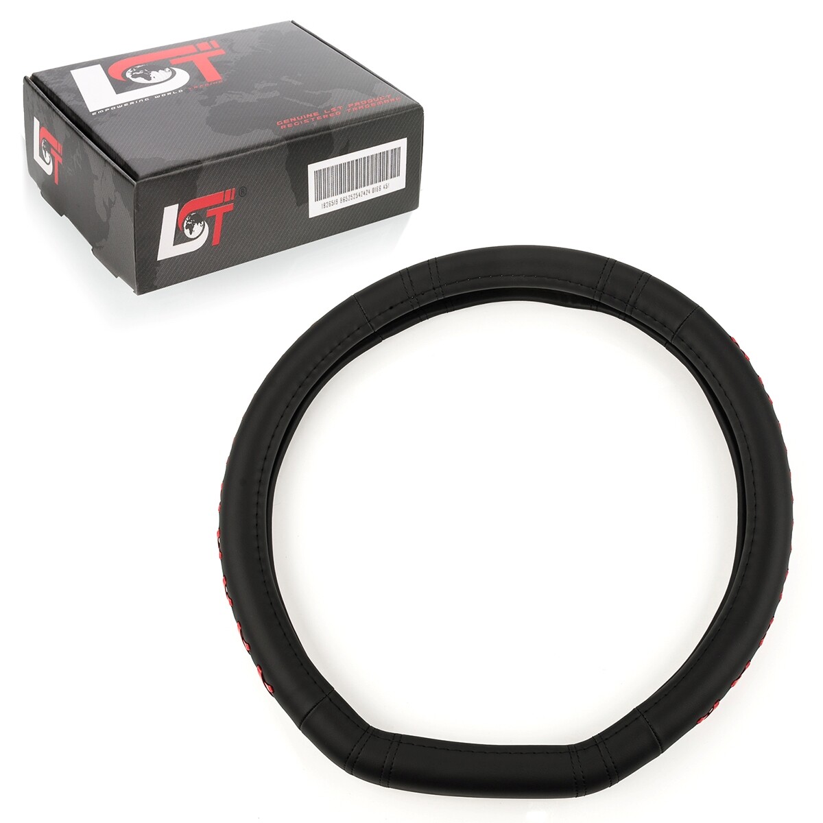 Steering wheel cover Ø 38x9 cm 15x3,5-inch black red for DAIHATSU