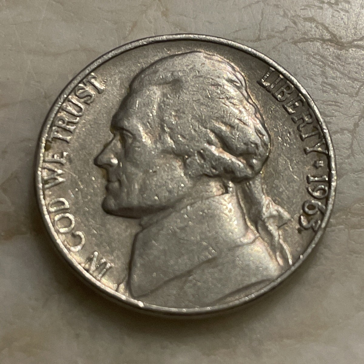 1963 D Jefferson Nickel Five (5) Cent Error Filled “D” DDO Actual