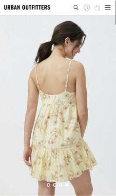 Urban Outfitters UO Dina Cotton Frock Mini Dress M Yellow Floral Orig $69 |  eBay