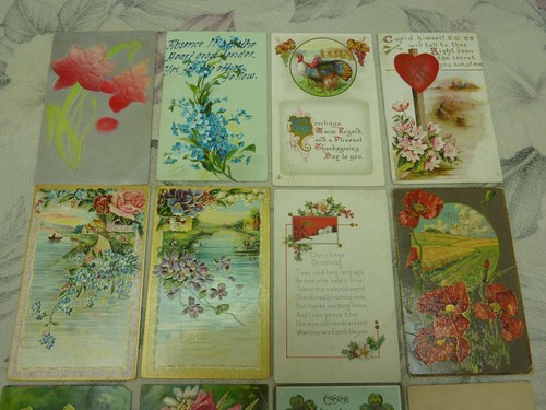 Lot of 16 Vintage Early 20th Century Embossed Greeting Cards / Postcards - Picture 2 of 12