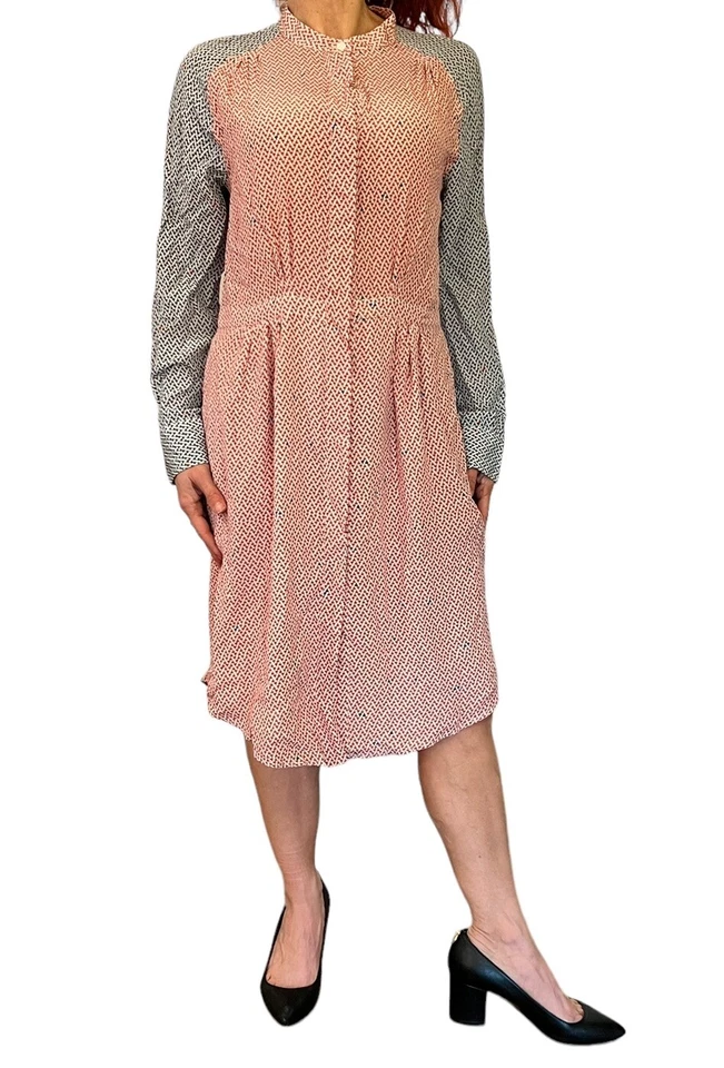 VESTIDO CAMISERO MUJER BANDA OF OUTSIDERS NIÑO SEDA GEOMÉTRICO ROJO AZUL MANGA LARGA 3 M Foto 2 de 4