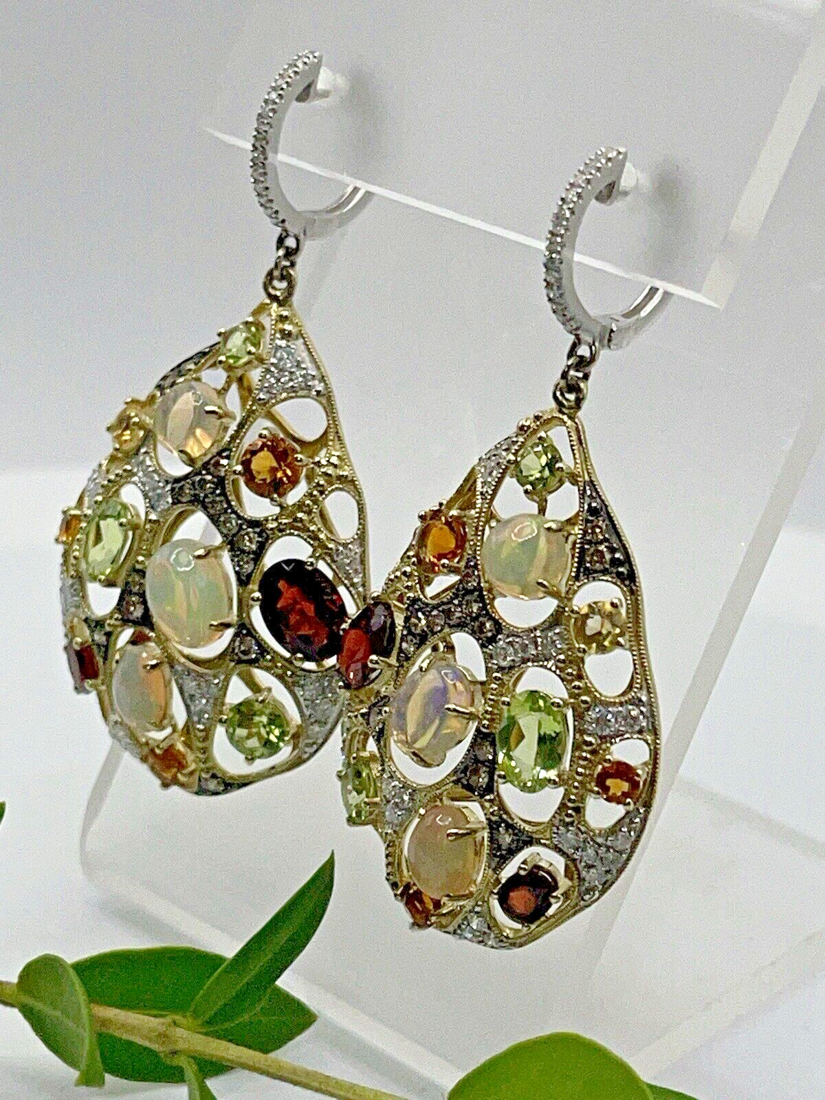 14kt Multi Gemstone Dangle Earrings - image 8