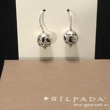 Silpada Sterling Silver Simple Delight Filigree Ball Drop/Drop Earrings W0718