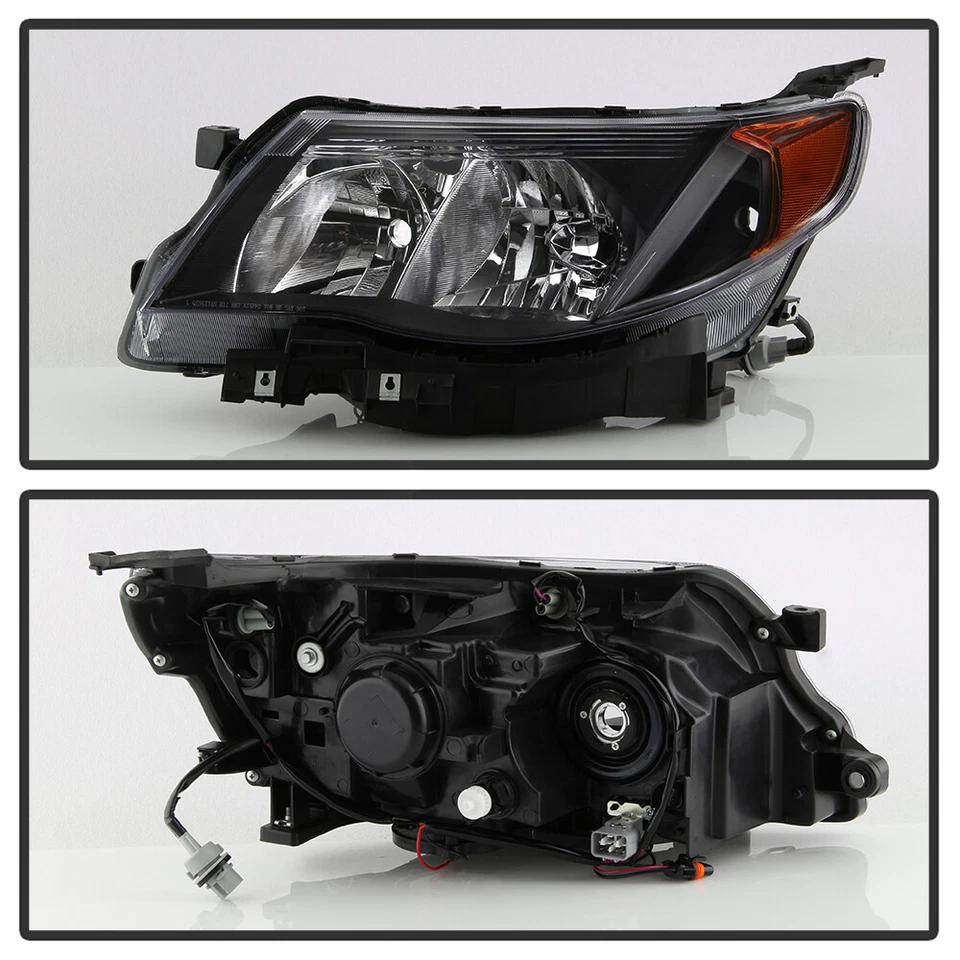 Black 2009-2013 Subaru Forester Headlights Headlamps w/ Bulb Halogen Model Only - Image 3 of 4