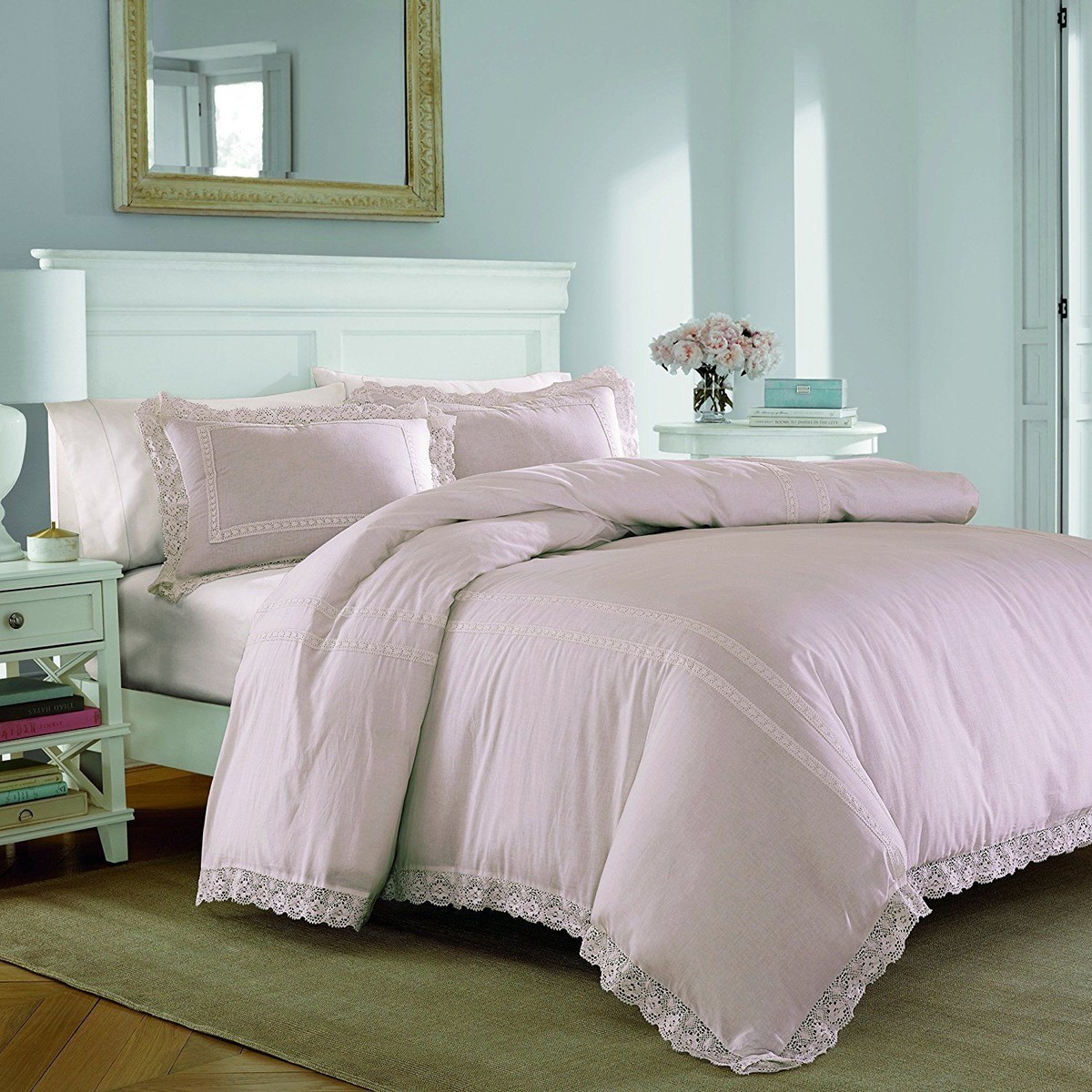 Laura Ashley Blush Pink Embroidered Cotton Duvet Cover Beddinng