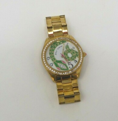 *RARE*Betsey Johnson Gold Watch Betsy Johnson , Gold Tone With White Dial ,blue Bracelet  main image 4