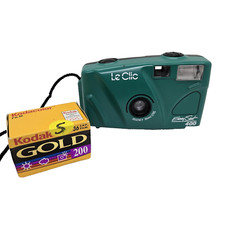 Vintage Le Clic Easy Shot 400 Focus Film Camera w/35mm Film Green - Tested