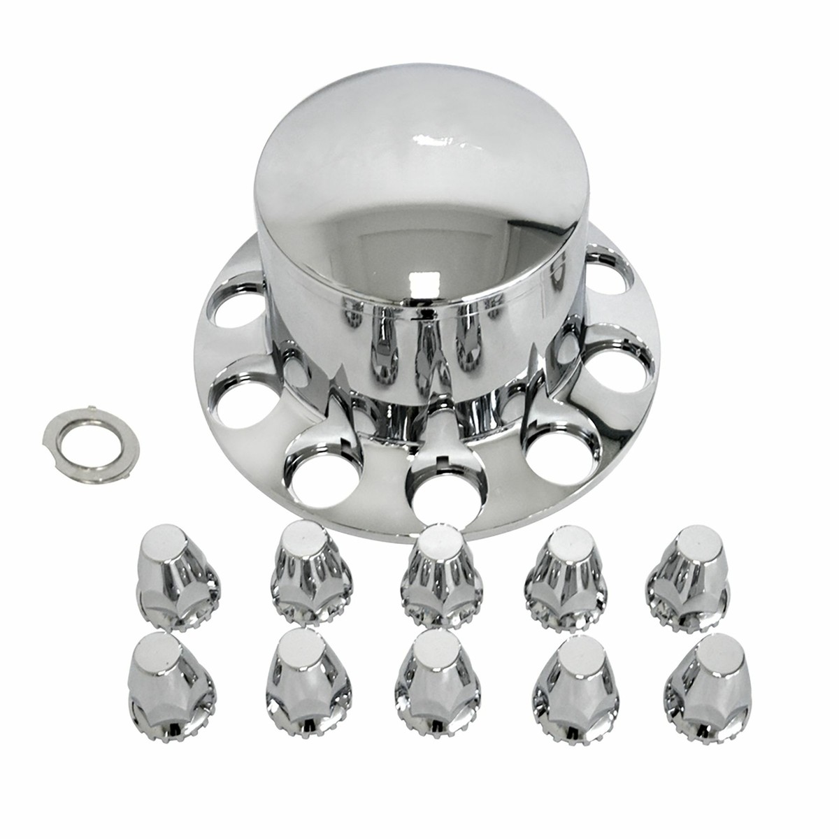 Chrome Dome Axle Cover Combo Kit W/33mm Thread-On Cylinder Nut Cover Semi Truck - View #4