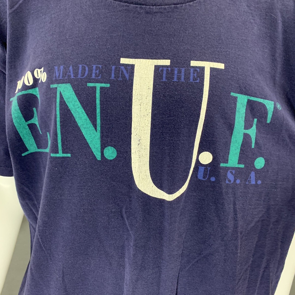 E.N.U.F. 100% Made in the U.S.A. Dark Blue Vintage 80's Single