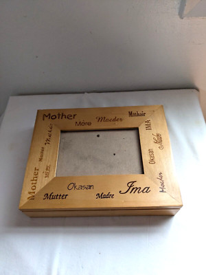 Wood Rectangle Jewelry Box Engraved ''Mother'' in Different Words& Picture Display