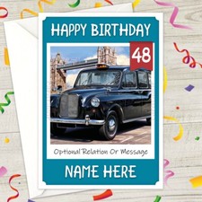 BLACK CAB Personalised Birthday Card • A5 personalized london taxi