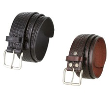 Basketweave Belt Full Genuine Leather Work Uniform Gun Belt 1-3/4" 45mm Wide
