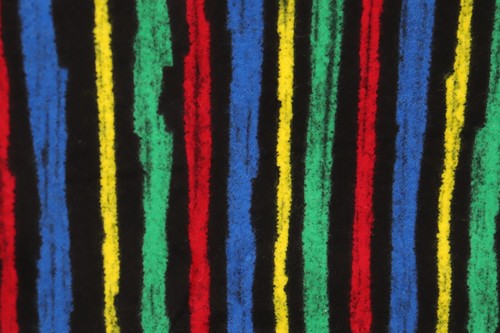 108"L x 42"W P&B "Rocket Science" Blue Red Green Yellow Stripes Black Flannel - Picture 5 of 7