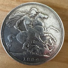 1892 Queen Victoria Silver Crown Jubilee Head 925 Silver St George Dragon