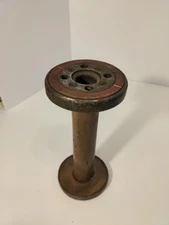 Vintage Wooden Textile Spool 9" x 4" Wood Red Old 