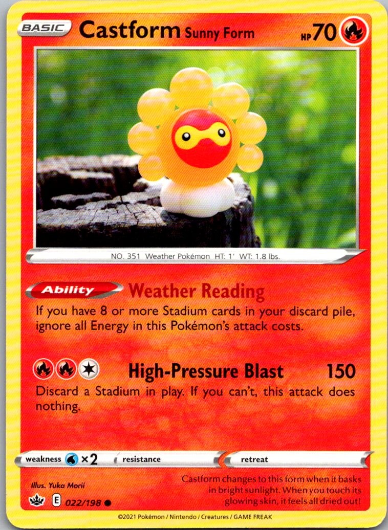 Castform Sunny Form Common SWSH06: Chilling Reign 022/198 NM