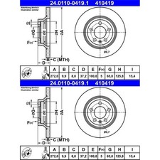 2x ATE BREMSSCHEIBEN 272mm VOLL HINTEN passend für AUDI A1 VW POLO | 24.0110-041