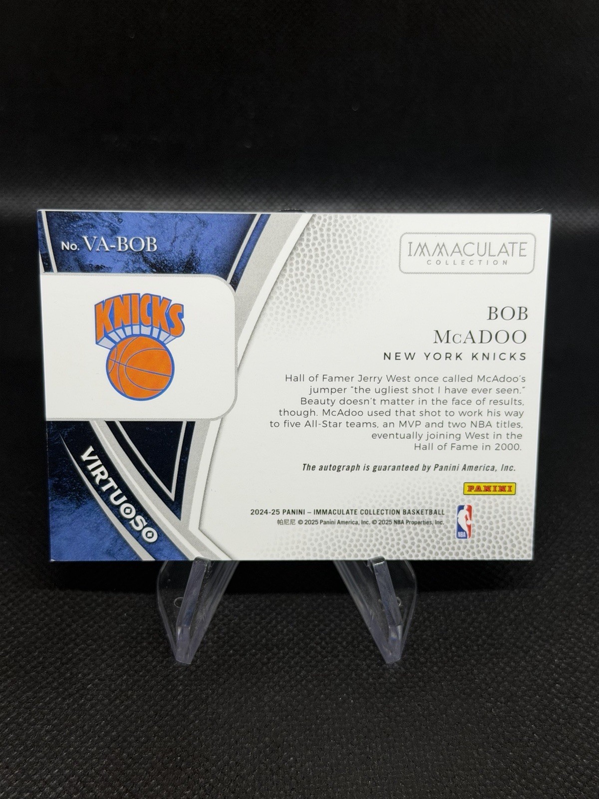 2024-25 Panini Immaculate #VA-BOB Bob McAdoo /25 Ruby Virtuoso Auto Knicks Card view 2