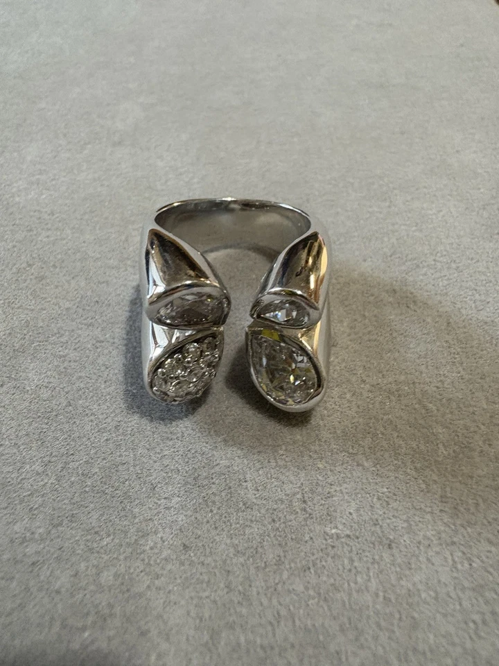 Anello Argento 925 Con Zirconi Taglio A Goccia 12.8 GR 16.5 MM - Immagine 3 di 4