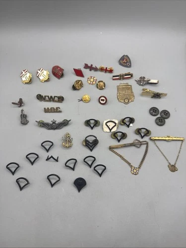 Vintage WW2 US Army Navy Military Pin Lot World War II & More