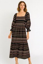 HUTCH ANTHROPOLOGIE maxi dress colorful smocked XL puff sleeve hippie boho