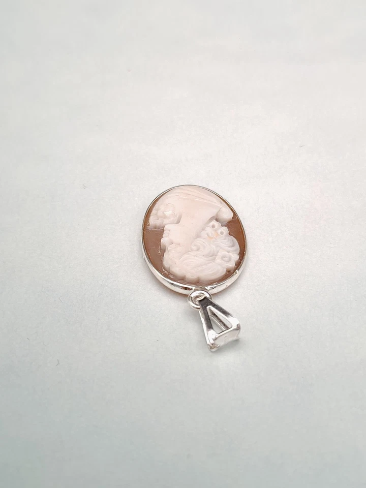Ciondolo donna cammeo vero pendente argento bianco 925 cameo italiano - Immagine 4 di 4