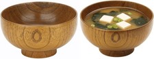 2x Wooden Rice Miso Soup Bowls S-1653x2
