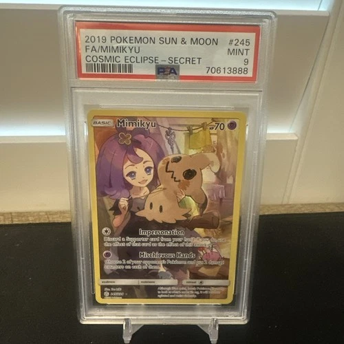 2019 POKEMON SUN & MOON COSMIC ECLIPSE SECRET #245 FULL ART/MIMIKYU PSA 9